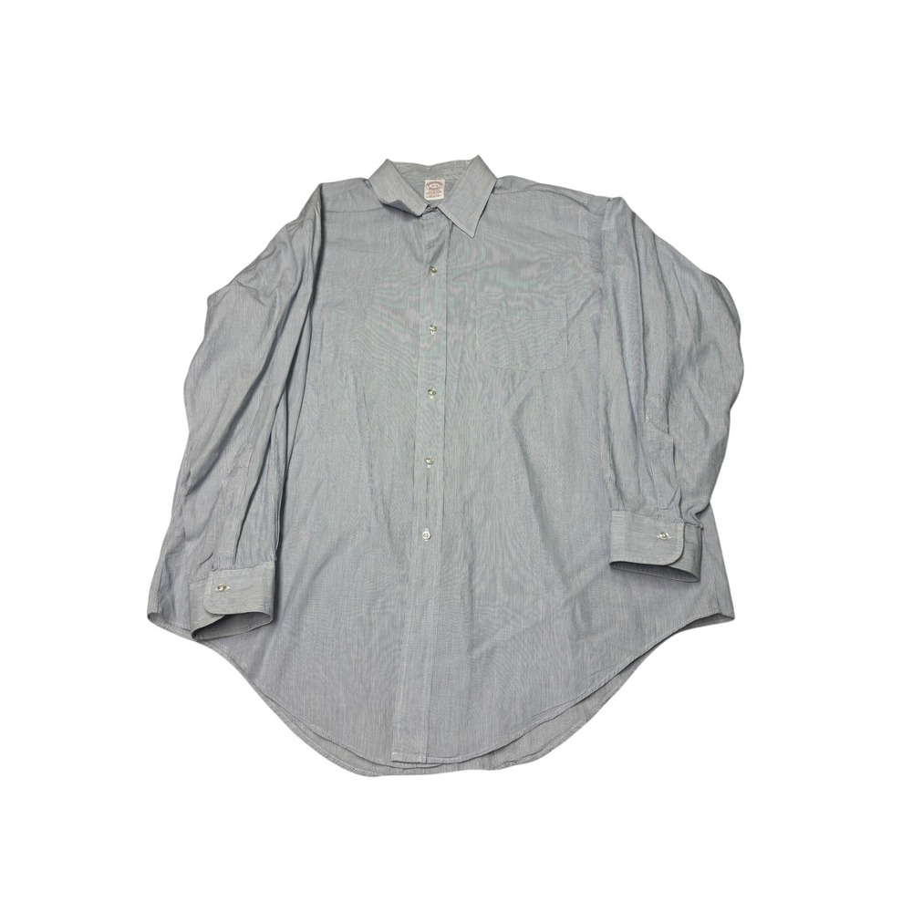 VTG Brooks Brothers Makers Mens 17-3 Blue White Striped Cotton‎ Dress Shirt USA